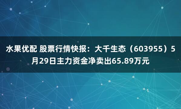 水果优配 股票行情快报：大千生态（603955）5月29日主力资金净卖出65.89万元